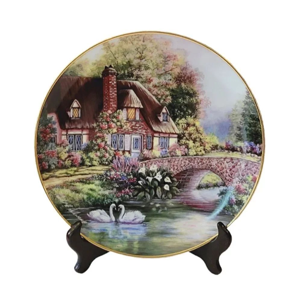 Vintage Franklin Mint Cottage At Meadowgate Heirloom Fine Porcelain Plate